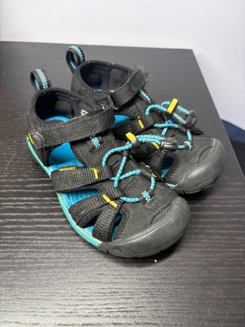 KEEN Kids Black and Teal Sandals